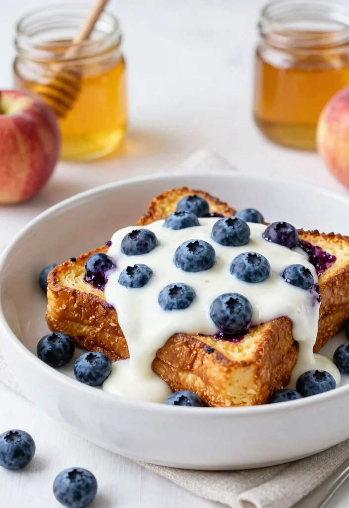 16 Blueberry French Toast Bake Recipes (Fresh and Fluffy) - 16. Blueberry French Toast Bake with Yogurt and Honey 1
