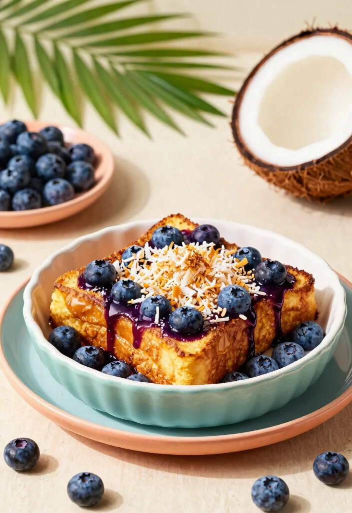 16 Blueberry French Toast Bake Recipes (Fresh and Fluffy) - 7. Coconut Blueberry French Toast Bake 1