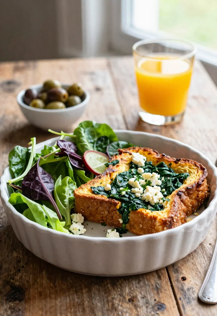 16 Crockpot French Toast Casserole Recipes for Easy Overnight Breakfasts - 5. Savory Spinach and Feta French Toast Casserole 1