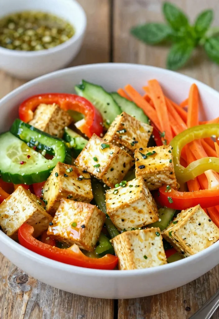 16 Easy Salad Recipes with Italian Dressing - 15. Tofu and Vegetable Salad 1