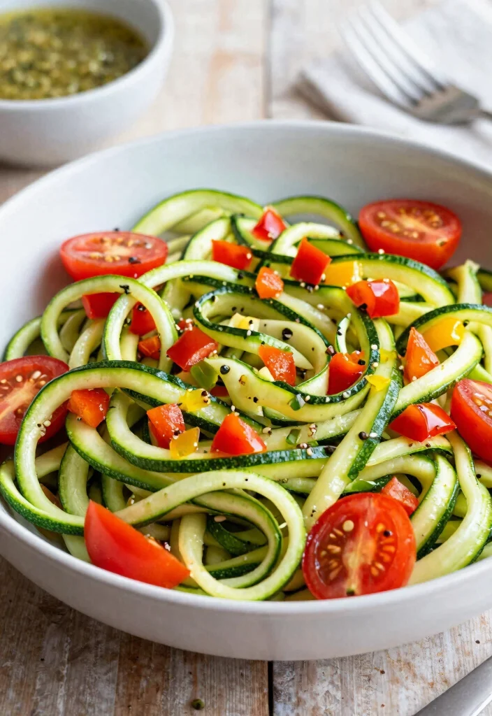 16 Easy Salad Recipes with Italian Dressing - 16. Zucchini Noodle Salad 1