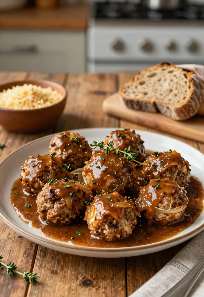16 French Onion Chicken Meatballs Recipes for Lighter Dinners - 1. Classic French Onion Chicken Meatballs 1