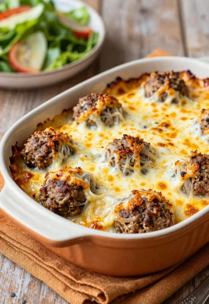 16 French Onion Meatballs Recipes for Cozy Appetizers and Meals - 11. French Onion Meatball Casserole 1