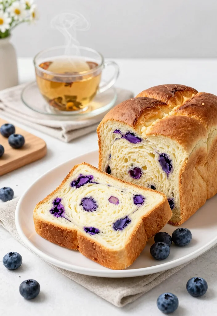 16 Gluten Free Japanese Milk Bread Recipes (Soft & Fluffy) - 4. Blueberry Gluten Free Japanese Milk Bread 1