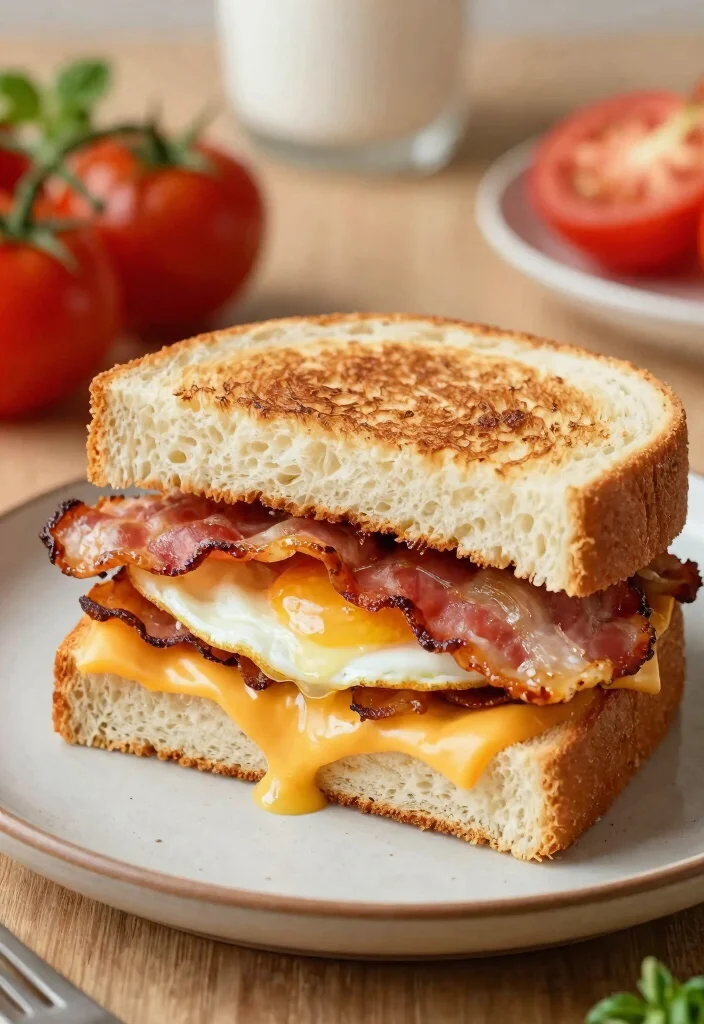 16 Irresistible Japanese Milk Bread Sandwich Ideas - 9. Breakfast Sandwich with Bacon and Egg 1
