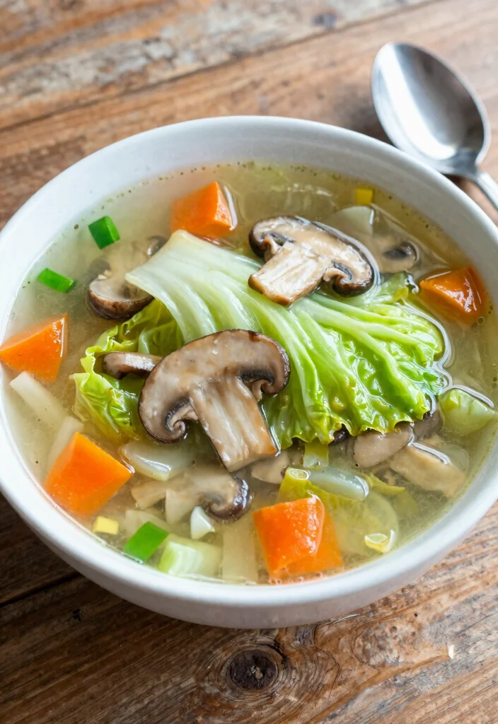 16 Simple Japanese Clear Soup Recipes (Light & Comforting) - 10. Cabbage and Mushroom Soup 1