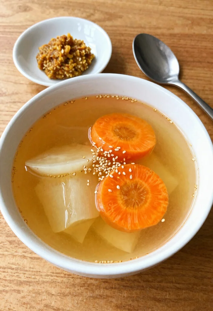 16 Simple Japanese Clear Soup Recipes (Light & Comforting) - 5. Daikon and Carrot Soup 1