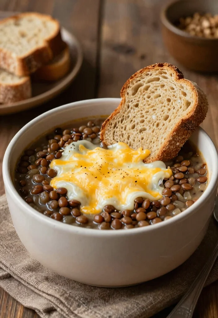 16 Slow Cooker French Onion Soup Recipes (Set and Forget Dinners) - 14. French Onion Soup with Lentils 1