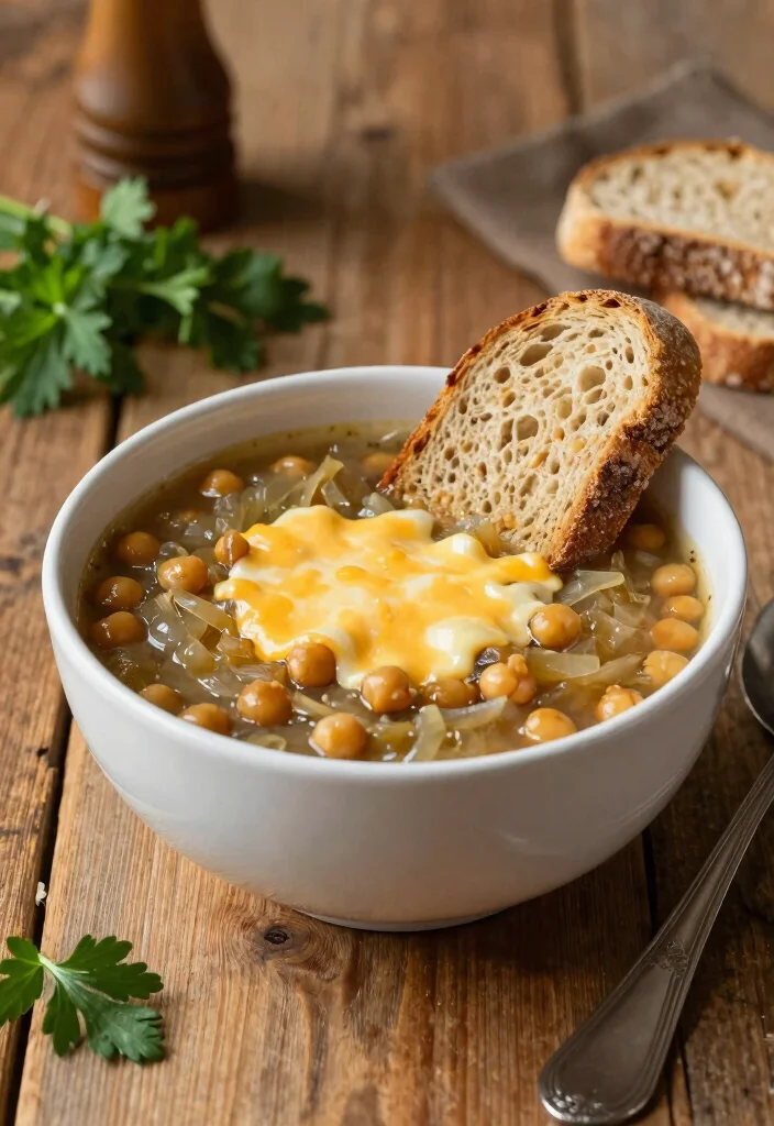 16 Slow Cooker French Onion Soup Recipes (Set and Forget Dinners) - 15. French Onion Soup with Chickpeas 1