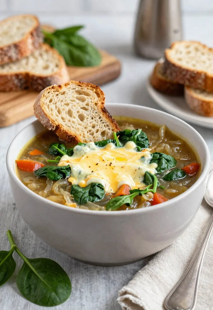 16 Slow Cooker French Onion Soup Recipes (Set and Forget Dinners) - 16. French Onion Soup with Spinach 1