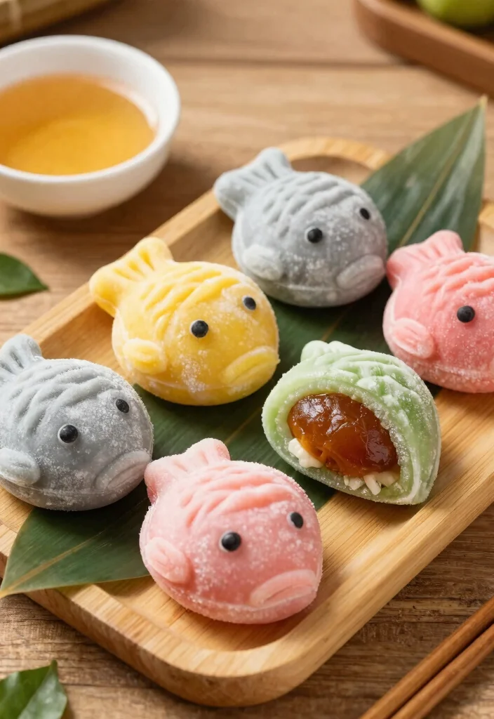 16 Unique Japanese Fish Dessert Ideas and Recipes - 2. Fish-Shaped Mochi 1