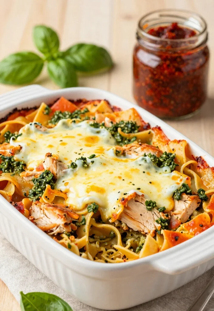 17 Best Italian Pasta Bake Recipes for Comfort Food Dinners - 3. Pesto Pasta Bake with Chicken 1