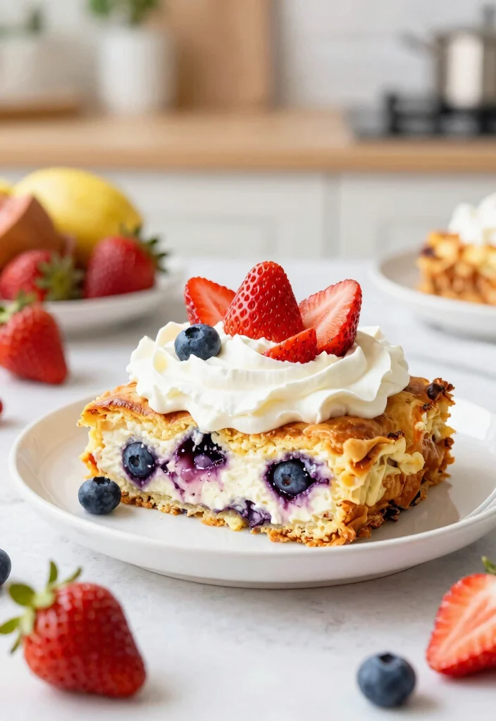 17 Blueberry Cream Cheese French Toast Bake Recipes for Weekend Brunch - 15. Strawberry Blueberry Cream Cheese Bake 1