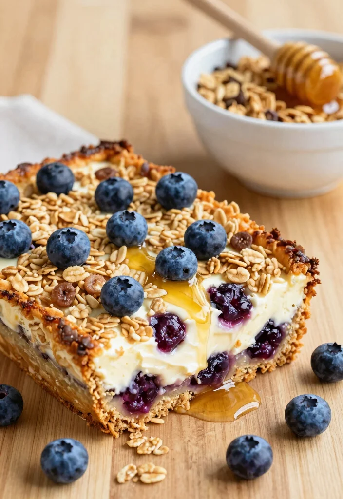 17 Blueberry Cream Cheese French Toast Bake Recipes for Weekend Brunch - 16. Muesli Blueberry Cream Cheese Bake 1