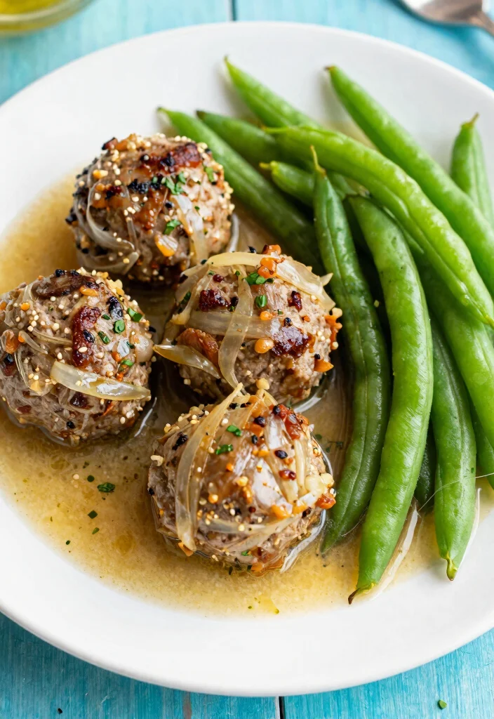 17 Crockpot French Onion Meatballs Recipes (Slow Cooker Favorites) - 14. French Onion Meatballs with Green Beans 1