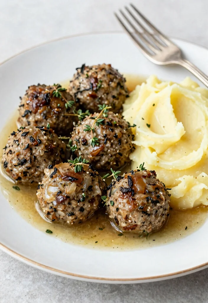 17 Crockpot French Onion Meatballs Recipes (Slow Cooker Favorites) - 4. Herb-Infused French Onion Meatballs 1