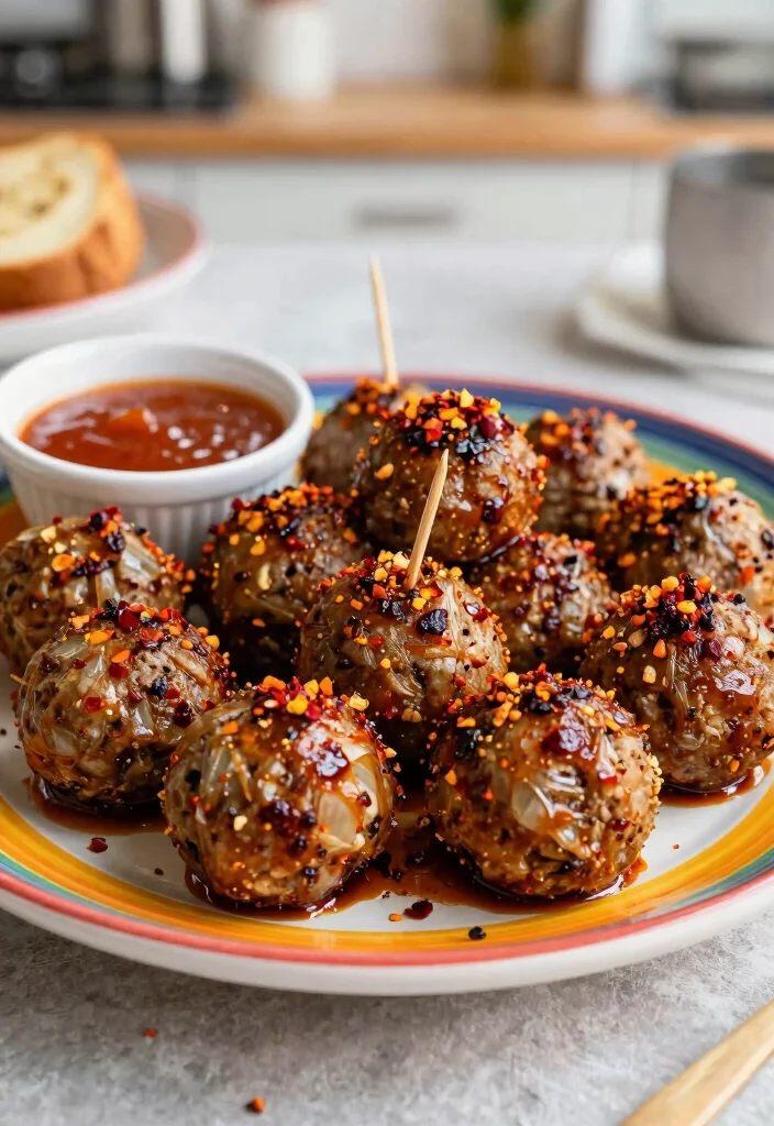 17 Crockpot French Onion Meatballs Recipes (Slow Cooker Favorites) - 5. Sweet and Spicy French Onion Meatballs 1