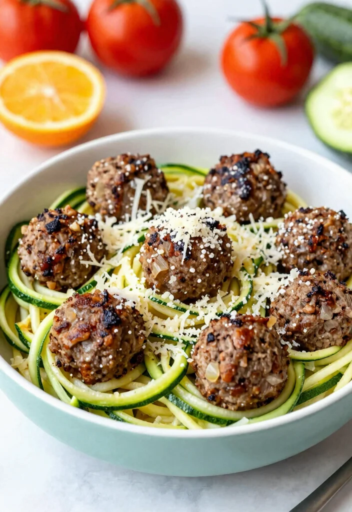 17 Crockpot French Onion Meatballs Recipes (Slow Cooker Favorites) - 8. French Onion Meatballs with Zoodles 1