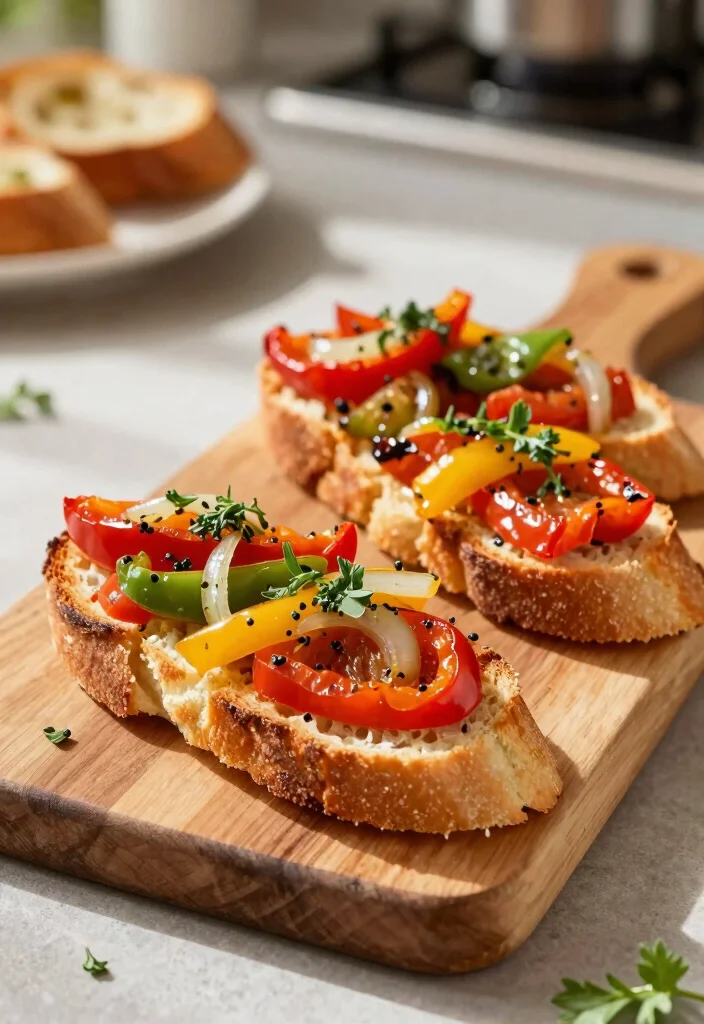 17 Easy Italian Finger Food Appetizers (Party Perfect) - 7. Peperonata on Crostini 1
