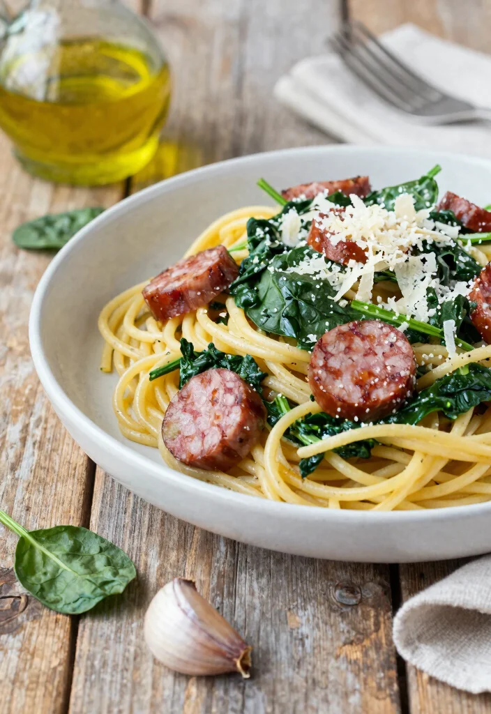 17 Easy Italian Sausage Pasta Recipes for Quick Weeknight Dinners - 10. Italian Sausage and Spinach Pasta 1