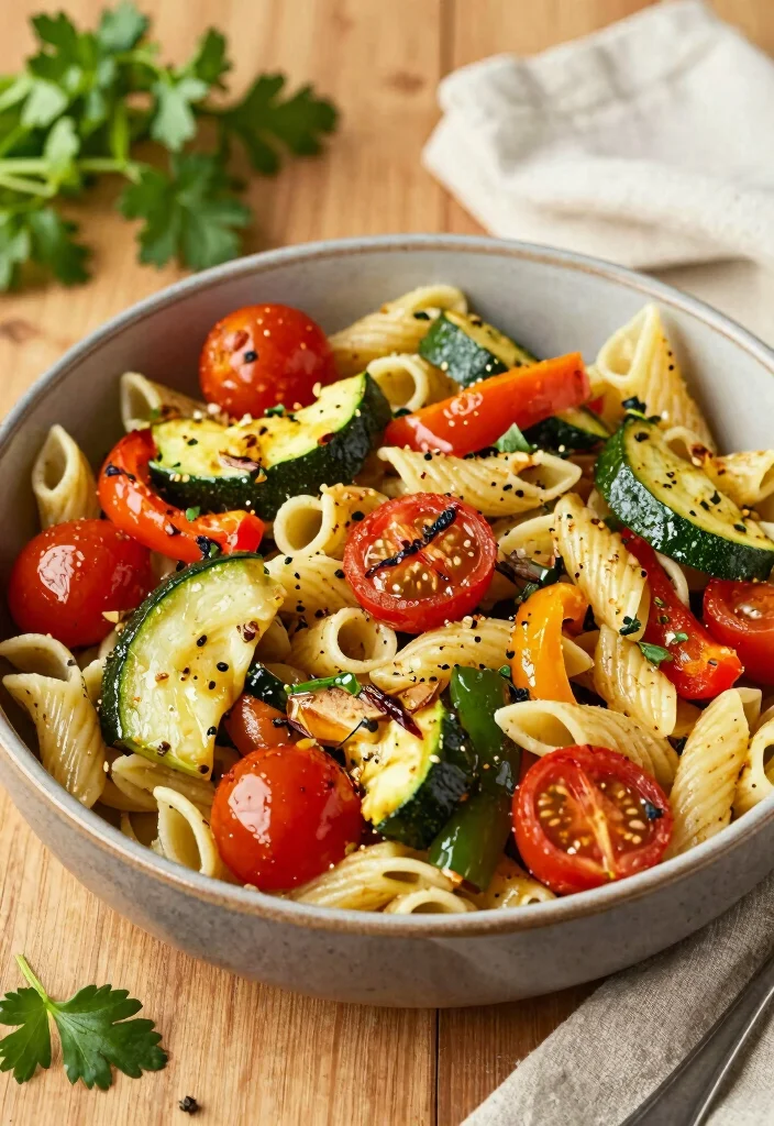 17 Easy Pasta Salad Recipes with Italian Dressing & Salad Supreme - 10. Roasted Vegetable Pasta Salad 1