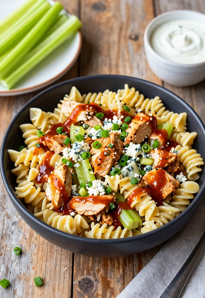 17 Easy Pasta Salad Recipes with Italian Dressing & Salad Supreme - 12. Buffalo Chicken Pasta Salad 1