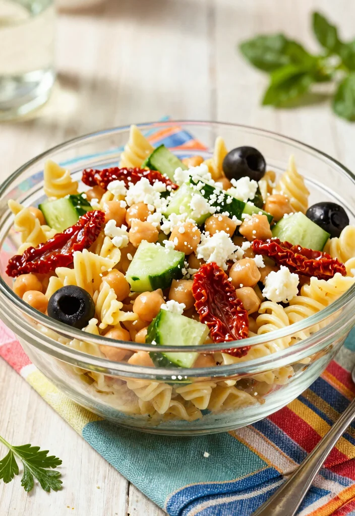 17 Easy Pasta Salad Recipes with Italian Dressing & Salad Supreme - 2. Mediterranean Chickpea Pasta Salad 1