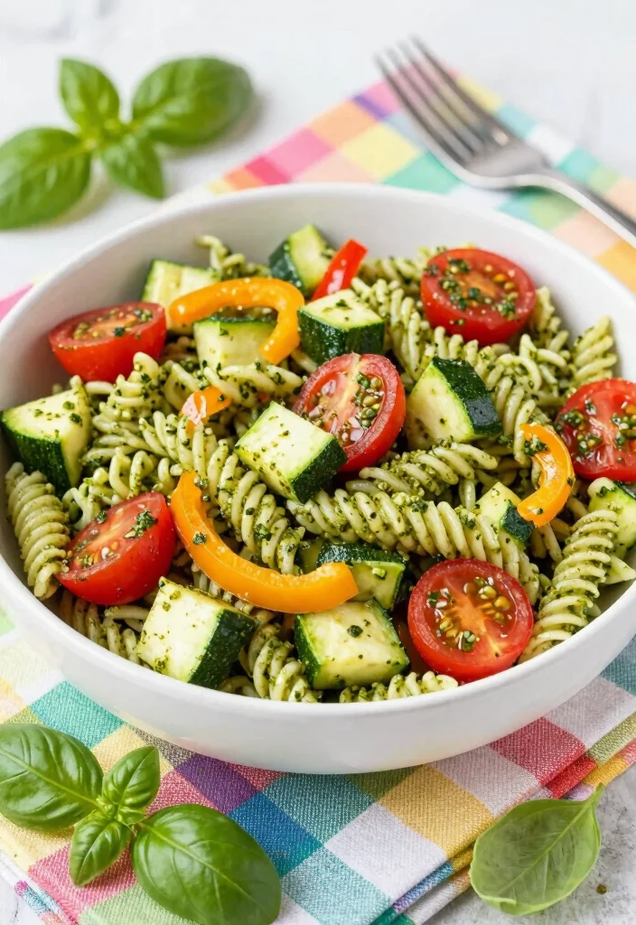 17 Easy Pasta Salad Recipes with Italian Dressing & Salad Supreme - 4. Pesto Pasta Salad with Vegetables 1