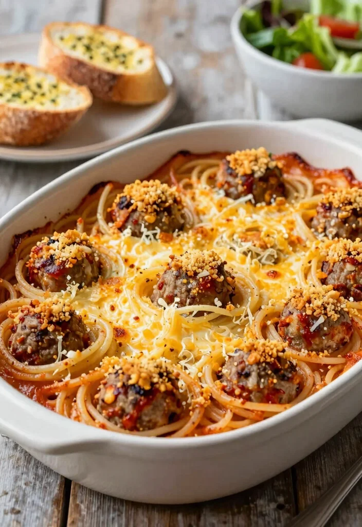 17 Easy Recipes Using Italian Bread Crumbs - 12. Spaghetti and Meatball Bake 1