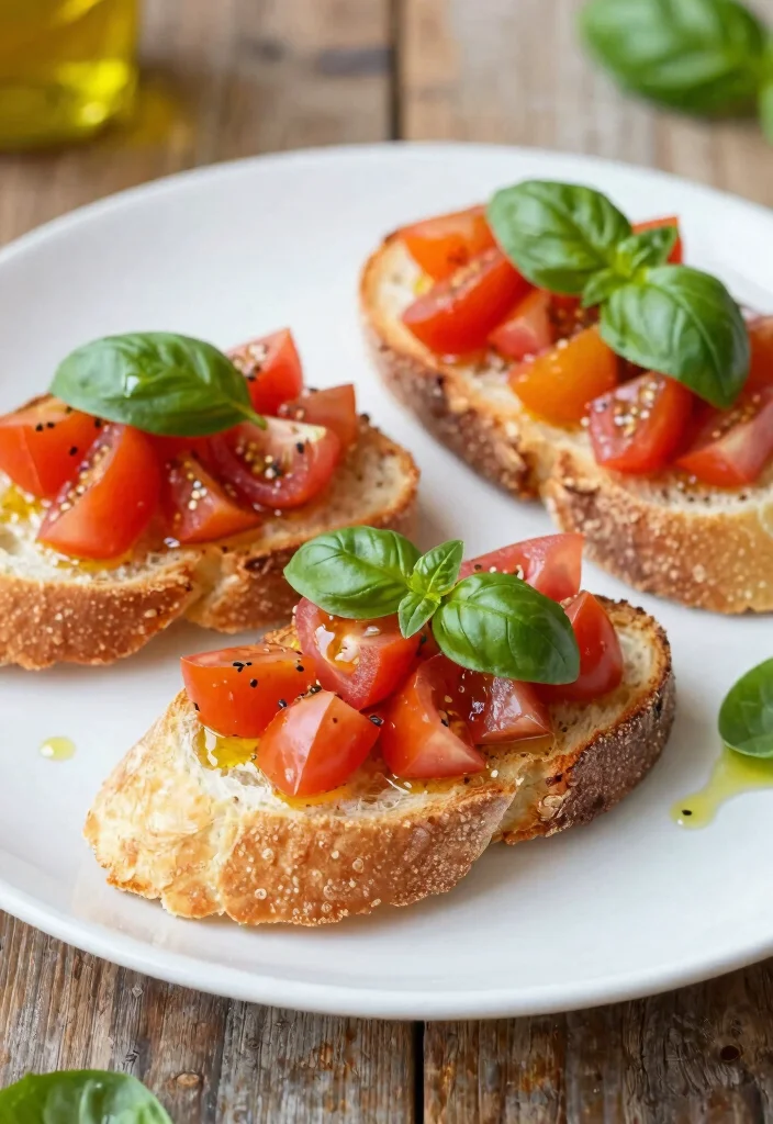 17 French Baguette Appetizers Recipes for Elegant Starters - 3. Bruschetta with Tomato and Basil 1