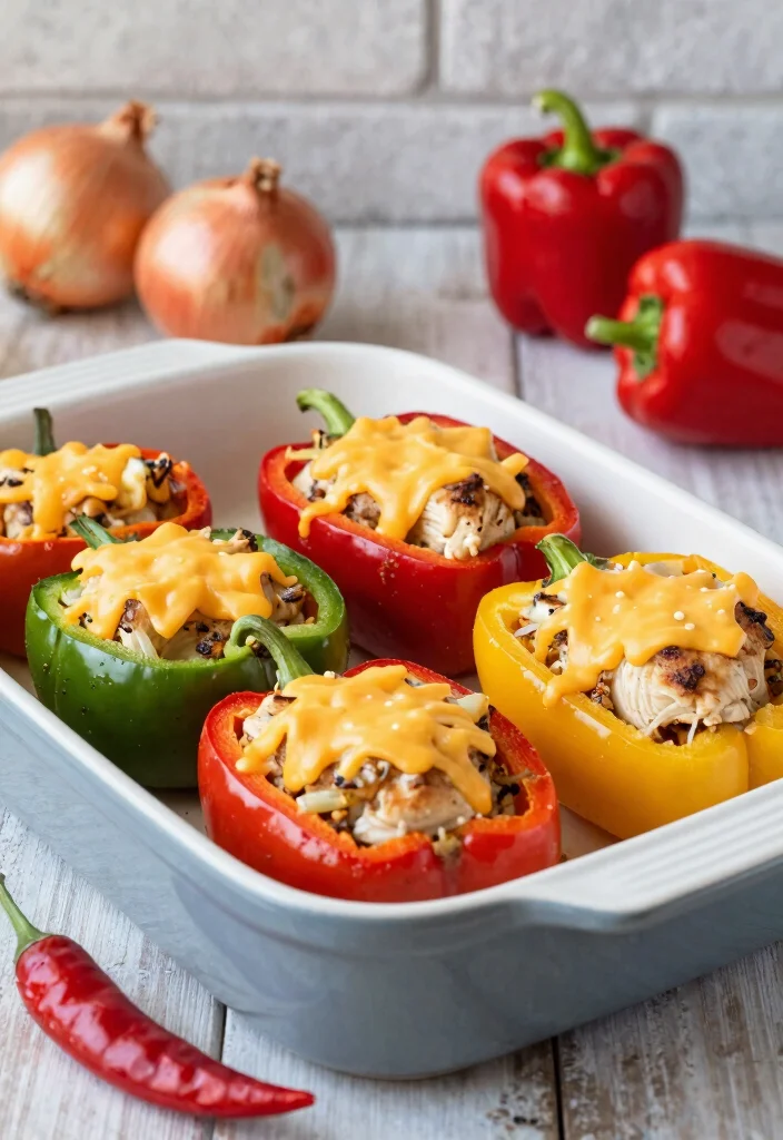17 French Onion Soup Chicken Recipes Packed with Flavor - 11. French Onion Soup Chicken Stuffed Peppers 1