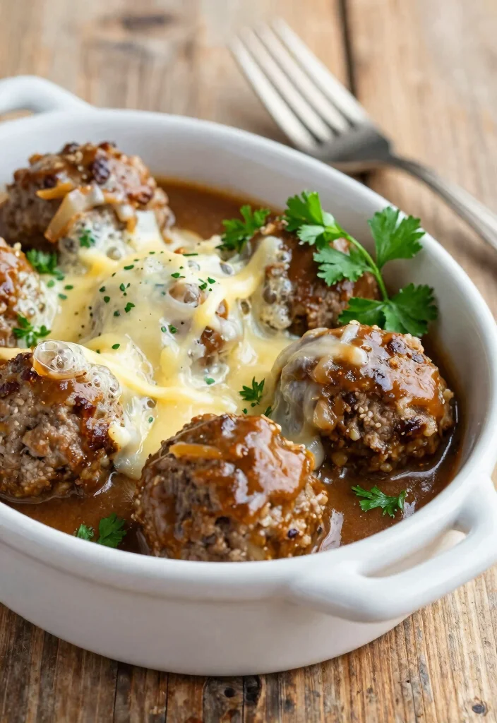 17 French Onion Soup Meatballs Recipes with Rich Gravy - 1. Classic French Onion Soup Meatballs 1