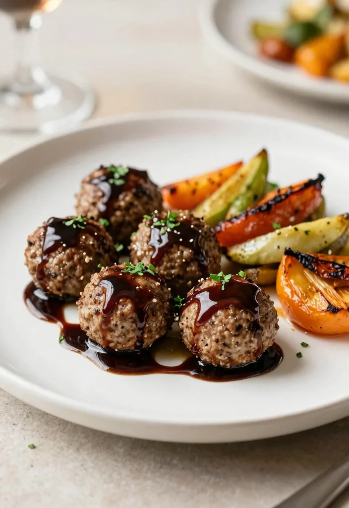 17 French Onion Soup Meatballs Recipes with Rich Gravy - 14. French Onion Meatballs with Balsamic Glaze 1