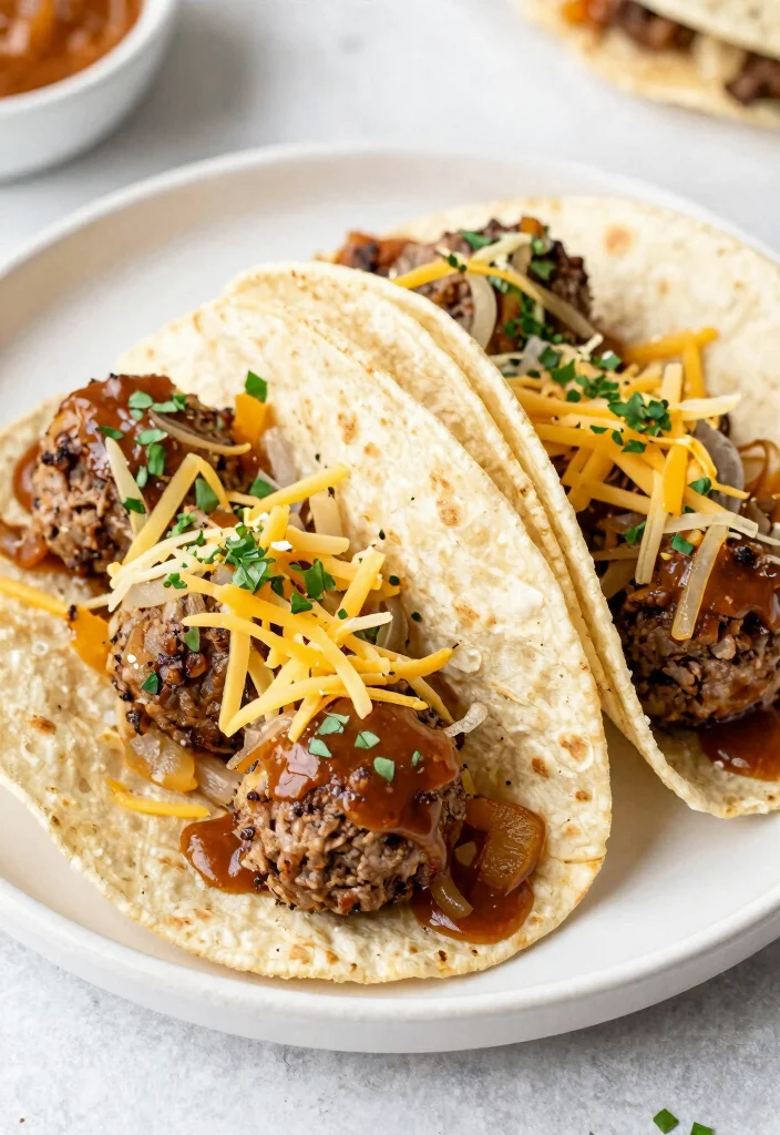 17 French Onion Soup Meatballs Recipes with Rich Gravy - 17. French Onion Meatball Tacos 1