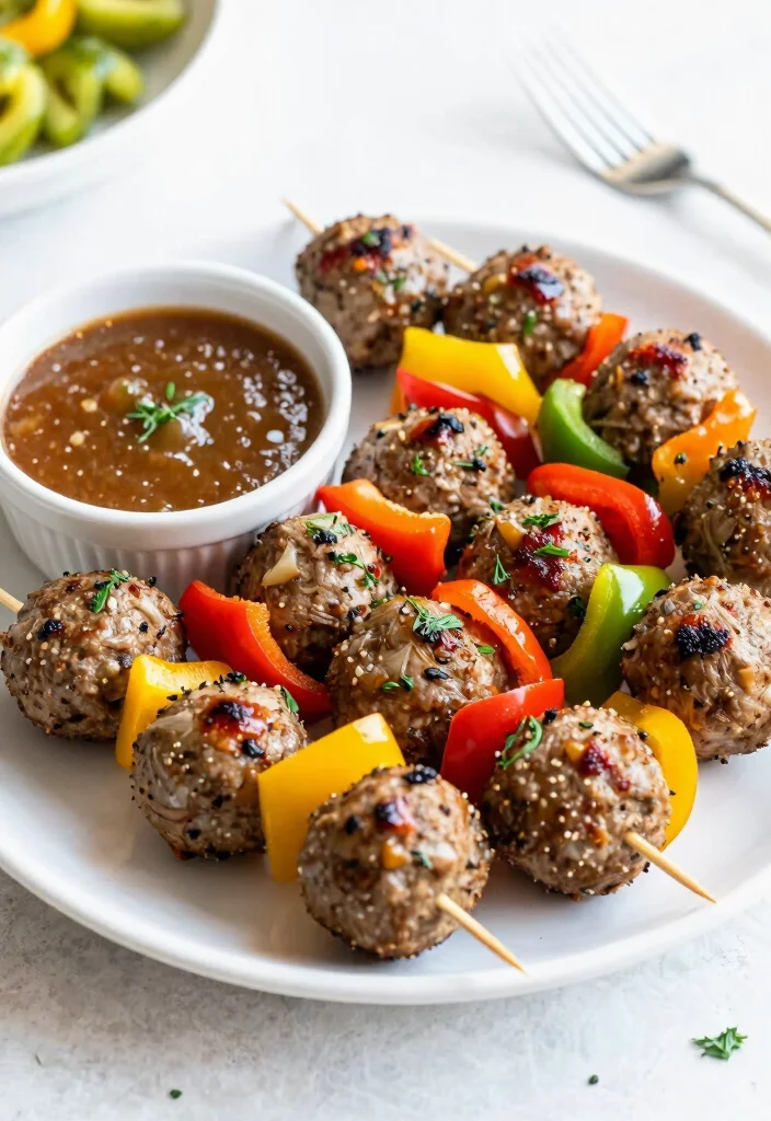 17 French Onion Soup Meatballs Recipes with Rich Gravy - 6. French Onion Meatball Skewers 1