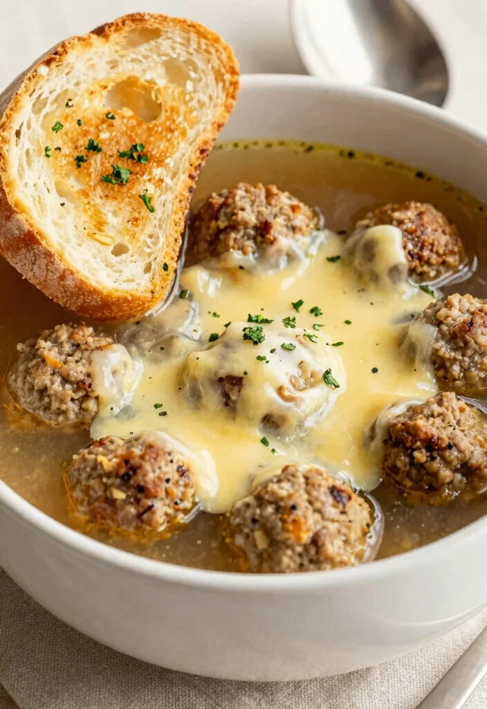 17 French Onion Soup Meatballs Recipes with Rich Gravy - 8. French Onion Meatball Soup 1