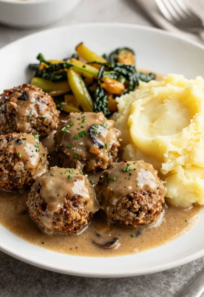 17 French Onion Soup Meatballs Recipes with Rich Gravy - 9. French Onion Meatballs with Mushroom Gravy 1