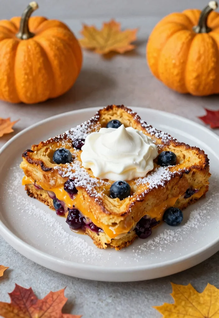 18 Blueberry French Toast Casserole Recipes for the Perfect Breakfast - 12. Pumpkin Blueberry French Toast Casserole 1
