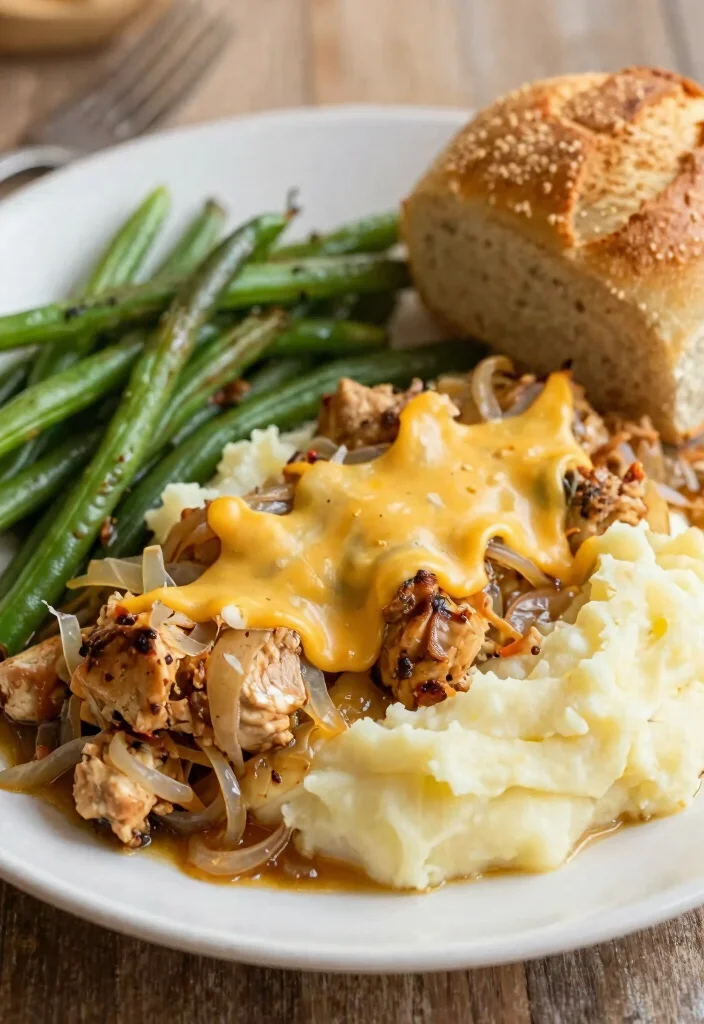 18 Crockpot French Onion Chicken Recipes for Easy Weeknight Meals - 7. French Onion Chicken with Mashed Potatoes 1
