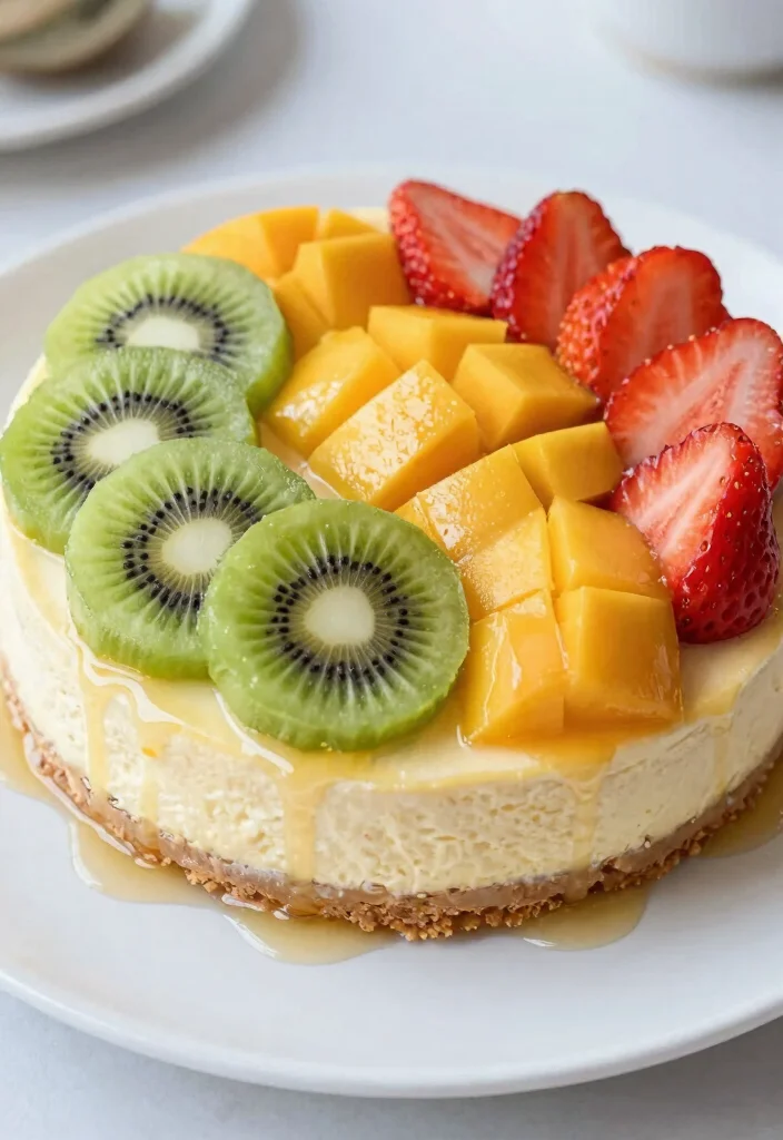 18 Cute Japanese Cheesecake Decoration Ideas (Kawaii Style) - 12. Layered Fruit Slices 1