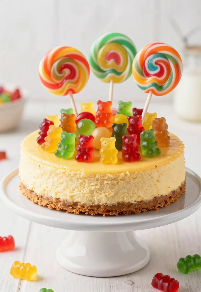 18 Cute Japanese Cheesecake Decoration Ideas (Kawaii Style) - 17. Fun Candy Decorations 1