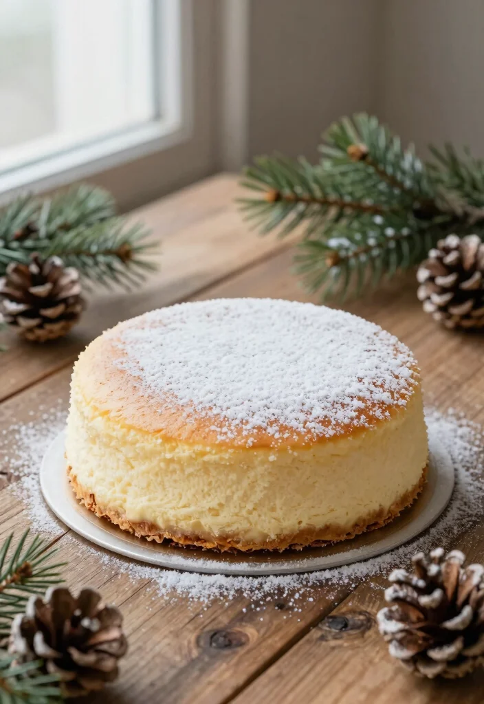 18 Cute Japanese Cheesecake Decoration Ideas (Kawaii Style) - 18. Powdered Sugar Snowfall 1