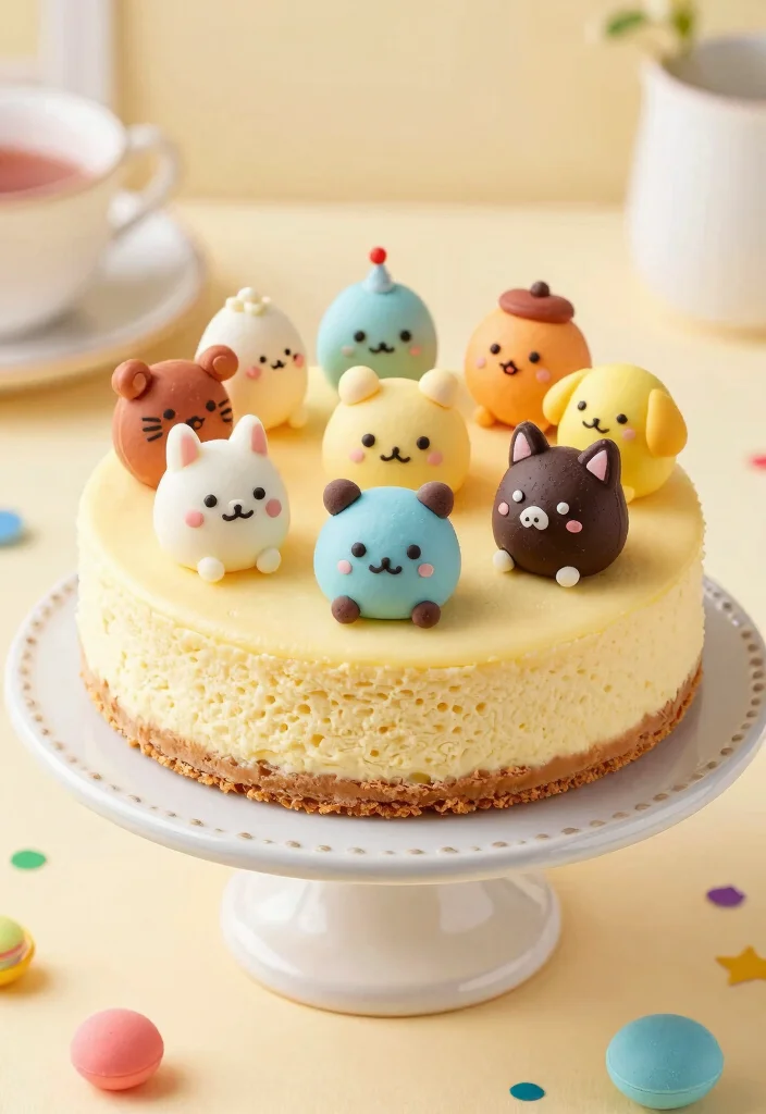 18 Cute Japanese Cheesecake Decoration Ideas (Kawaii Style) - 3. Chibi Character Toppers 1