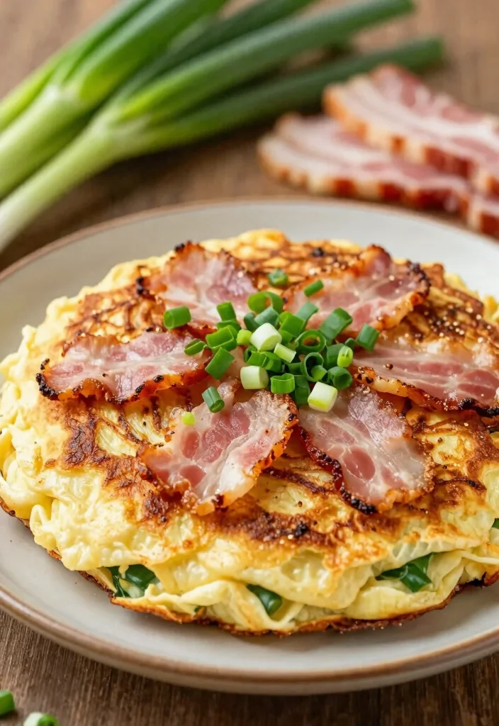 18 Delicious Japanese Savory Pancake Recipes You Must Try - 14. Spring Onion and Bacon Okonomiyaki: A Flavorful Combo 1