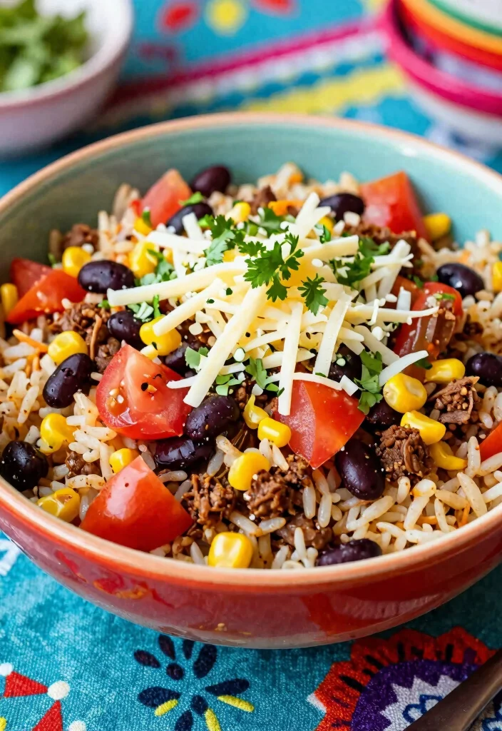 18 Easy Cold Italian Rice Salad Recipes (Perfect for Summer) - 16. Taco Rice Salad 1