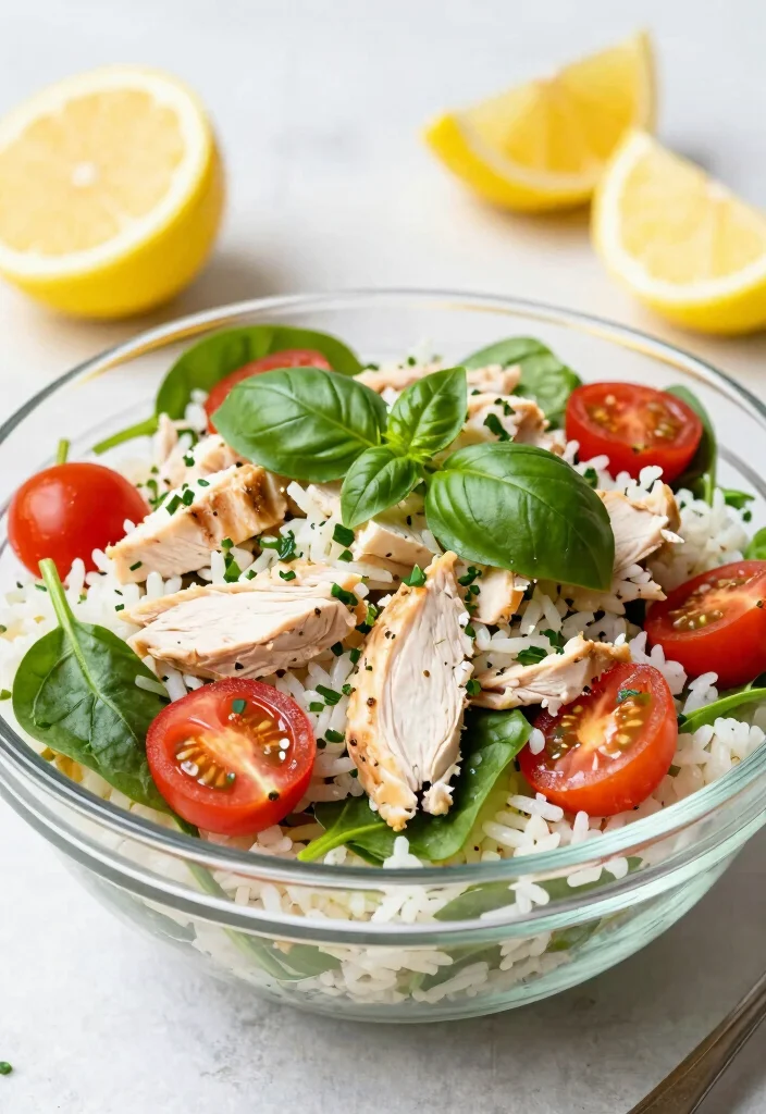 18 Easy Cold Italian Rice Salad Recipes (Perfect for Summer) - 3. Lemon Basil Chicken Rice Salad 1