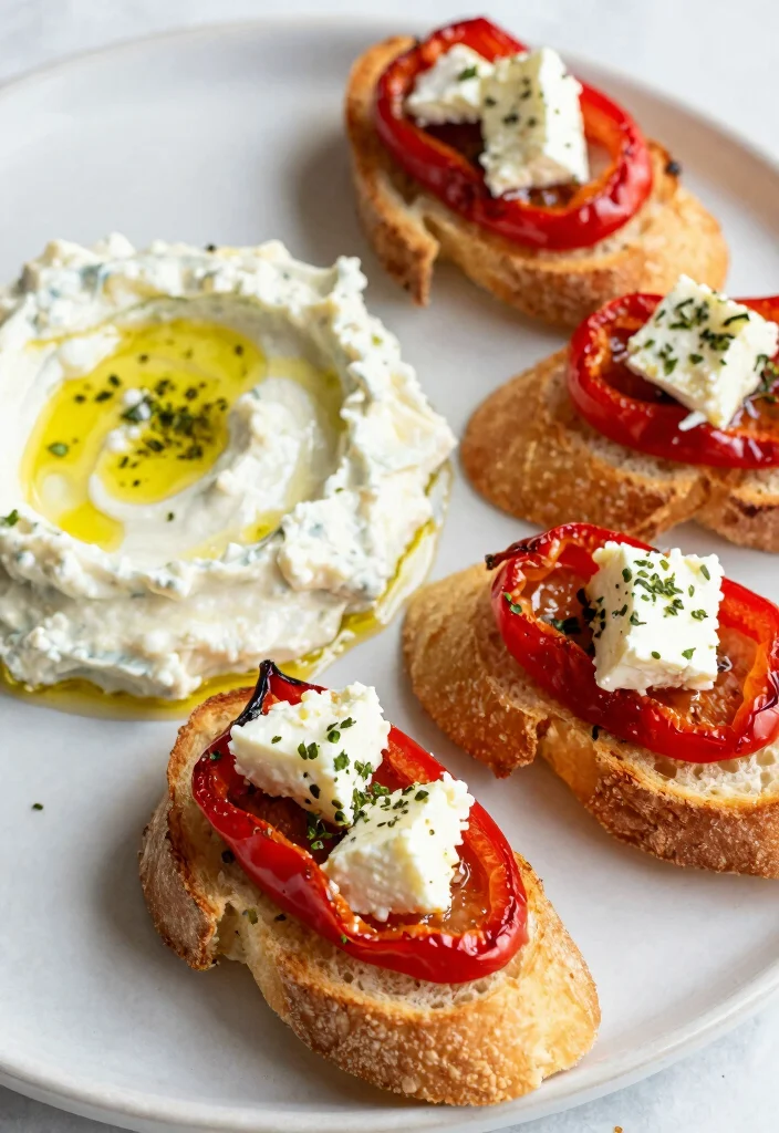 18 Easy French Bread Appetizers Recipes for Parties - 10. Roasted Red Pepper and Feta Dip 1