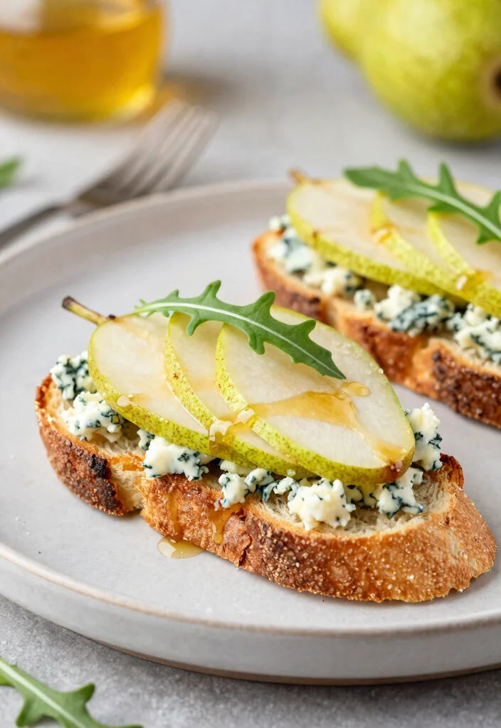 18 Easy French Bread Appetizers Recipes for Parties - 14. Blue Cheese and Pear Crostini 1