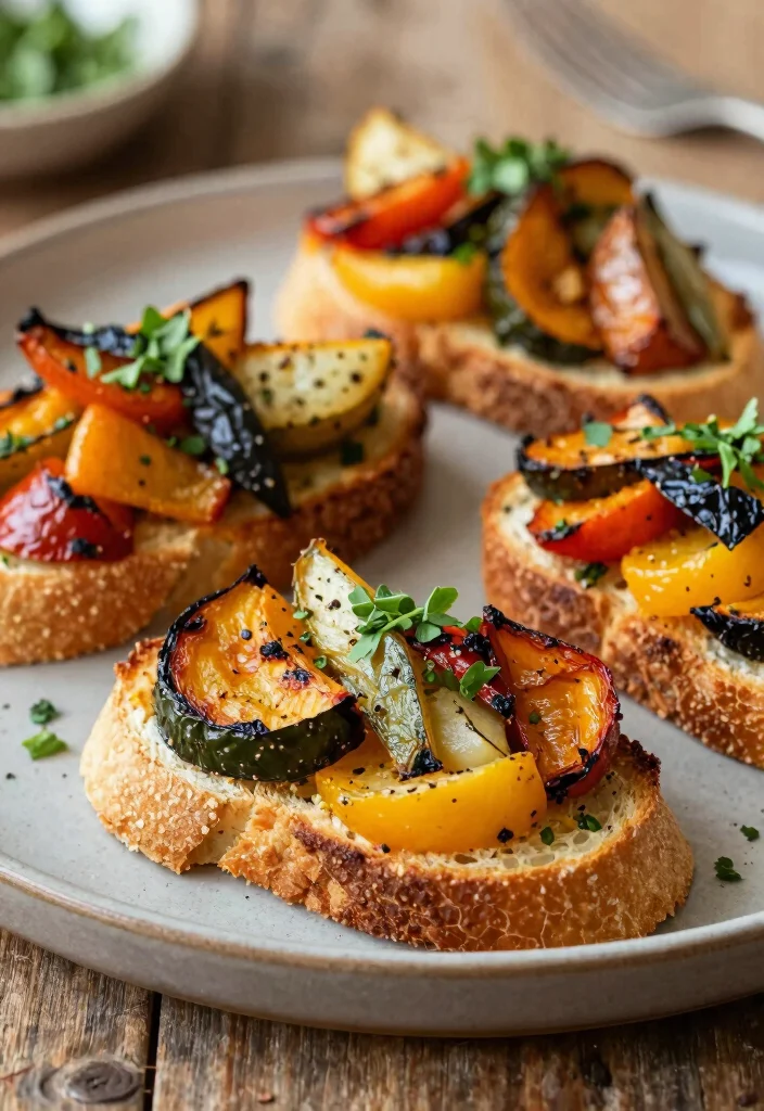 18 Easy French Bread Appetizers Recipes for Parties - 15. Roasted Vegetable Tartine 1