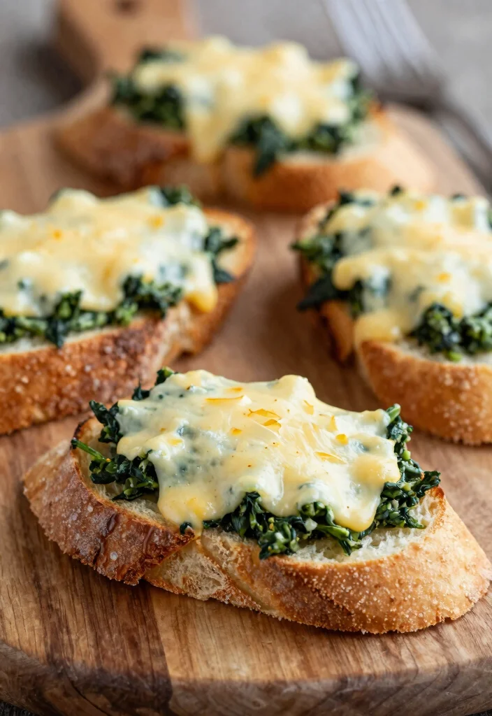 18 Easy French Bread Appetizers Recipes for Parties - 18. Cheesy Spinach and Artichoke Flatbreads 1